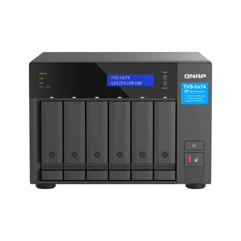 QNAP TVS-H674T-I5-32G serwer danych NAS Tower Intel® Core™ i5 i5-12400 32 GB DDR4 HDD QNAP QTS Czarny