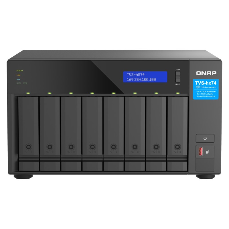 QNAP TVS-h874 NAS Tower Intel® Core™ i5 i5-12400 32 GB DDR4 QuTS hero Czarny