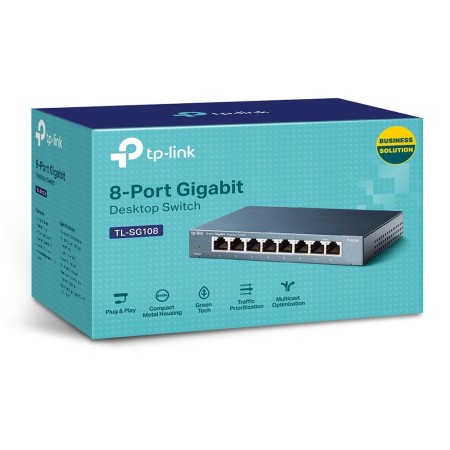 TP-Link TL-SG108 łącza sieciowe Nie zarządzany L2 Gigabit Ethernet (10/100/1000) Czarny