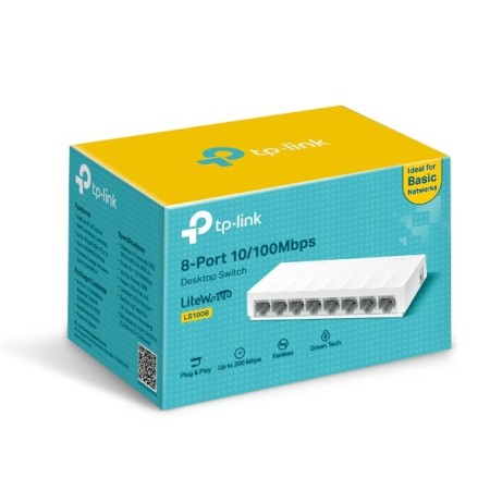 TP-Link LS1008 łącza sieciowe Nie zarządzany Fast Ethernet (10/100) Biały