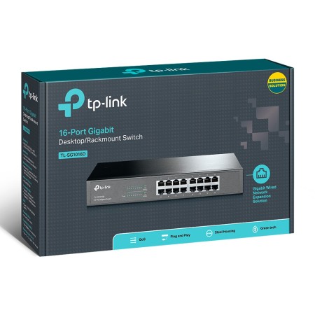 TP-Link TL-SG1016D łącza sieciowe Nie zarządzany L2 Gigabit Ethernet (10/100/1000) Czarny