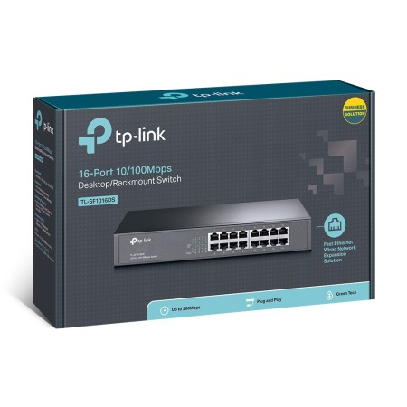 TP-Link TL-SF1016DS łącza sieciowe Nie zarządzany Fast Ethernet (10/100) 1U Czarny