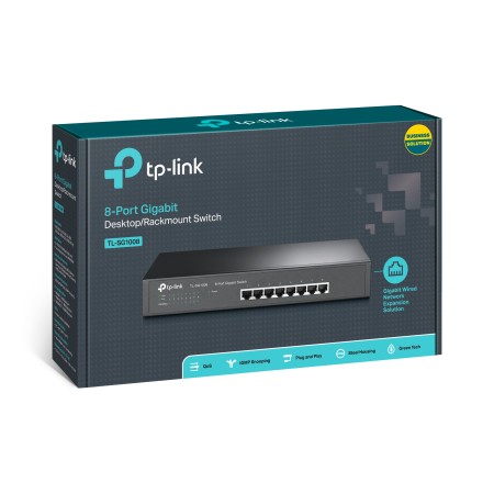 TP-Link TL-SG1008 łącza sieciowe Nie zarządzany Gigabit Ethernet (10/100/1000) Czarny