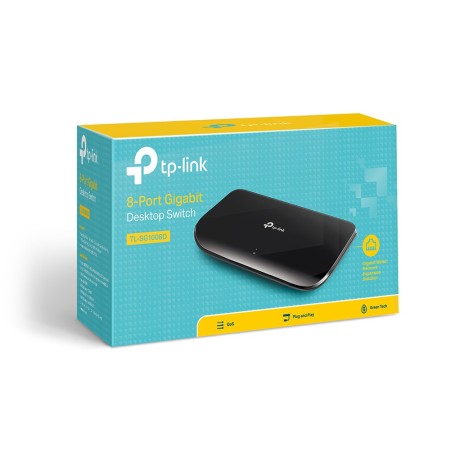 TP-Link TL-SG1008D łącza sieciowe Nie zarządzany Gigabit Ethernet (10/100/1000) Czarny