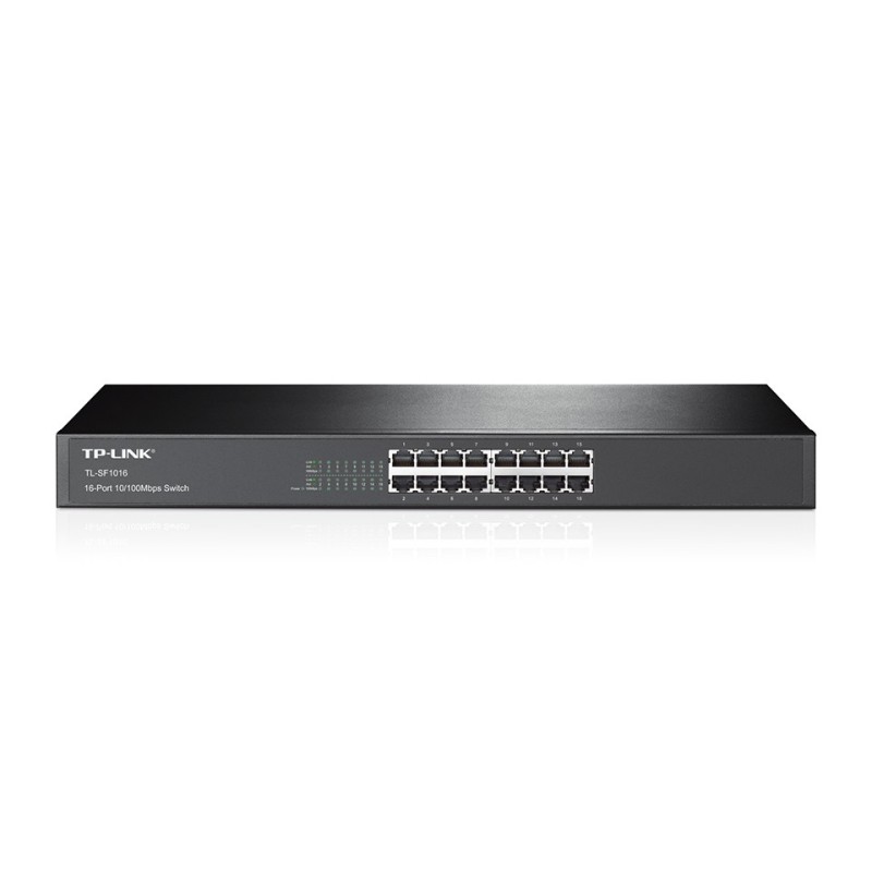 TP-Link TL-SF1016 łącza sieciowe Nie zarządzany Fast Ethernet (10/100) 1U Czarny