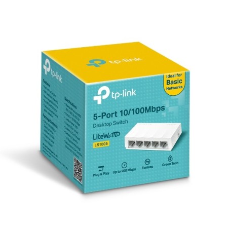 TP-Link LS1005 łącza sieciowe Nie zarządzany Fast Ethernet (10/100) Biały