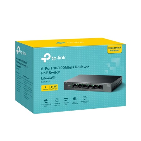 TP-Link LiteWave LS106LP łącza sieciowe Nie zarządzany Fast Ethernet (10/100) Obsługa PoE Czarny