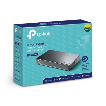 TP-Link TL-SG1008P łącza sieciowe Nie zarządzany Gigabit Ethernet (10/100/1000) Obsługa PoE Orzech laskowy