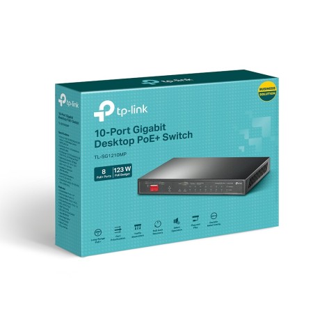 TP-Link TL-SG1210MP łącza sieciowe Nie zarządzany Gigabit Ethernet (10/100/1000) Obsługa PoE Czarny