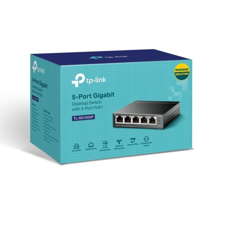 TP-Link TL-SG1005P łącza sieciowe Nie zarządzany Gigabit Ethernet (10/100/1000) Obsługa PoE Czarny