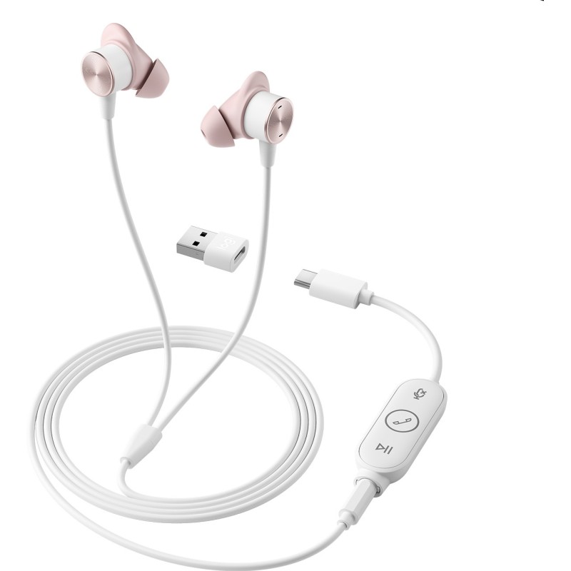 Logitech Zone Zestaw słuchawkowy Przewodowa Douszny Połączenia/muzyka USB Type-C Różowy Logitech Zone Zestaw słuchawkowy Przewodowa Douszny Połączenia/muzyka USB Type-C Różowy