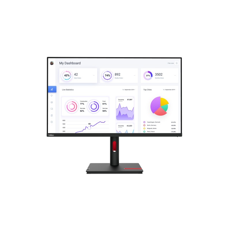 Lenovo ThinkVision T32p-30 LED display 80 cm (31.5") 3840 x 2160 px 4K Ultra HD Czarny