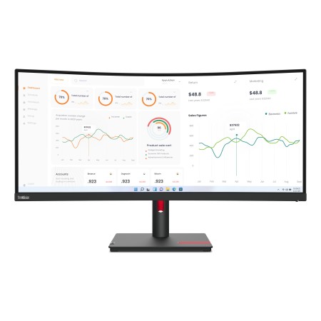 Lenovo ThinkVision T34w-30 LED display 86,4 cm (34") 3440 x 1440 px Wide Quad HD Czarny