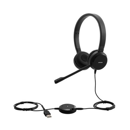 Lenovo Pro Wired Stereo VOIP Zestaw słuchawkowy Przewodowa Opaska na głowę Biuro/centrum telefoniczne Czarny