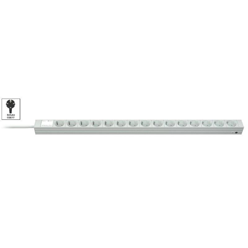 Vertiv Knürr DI-STRIP rozdzielacz zasilania PDU 15 x gniazdo sieciowe 1U Czarny, Szary