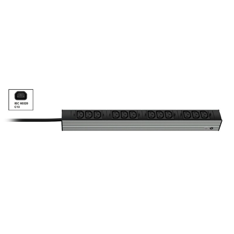 Vertiv Knürr 03.600.312.1 rozdzielacz zasilania PDU 12 x gniazdo sieciowe 1U Czarny, Szary