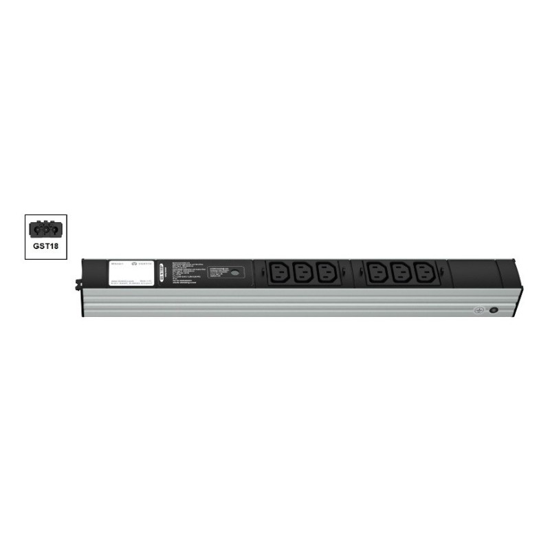 Vertiv Knürr 03.618.206.1 rozdzielacz zasilania PDU 6 x gniazdo sieciowe Czarny, Szary