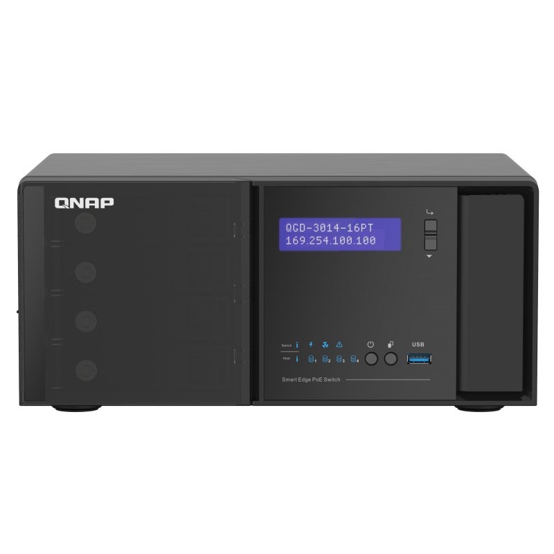 QNAP QGD-3014-16PT-8G łącza sieciowe Zarządzany Gigabit Ethernet (10/100/1000) Obsługa PoE Czarny