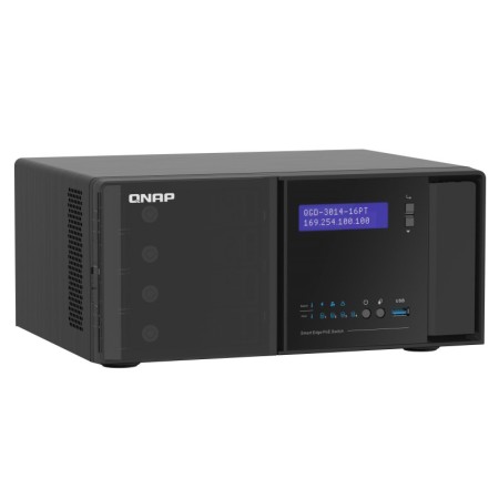 QNAP QGD-3014-16PT-8G łącza sieciowe Zarządzany Gigabit Ethernet (10/100/1000) Obsługa PoE Czarny