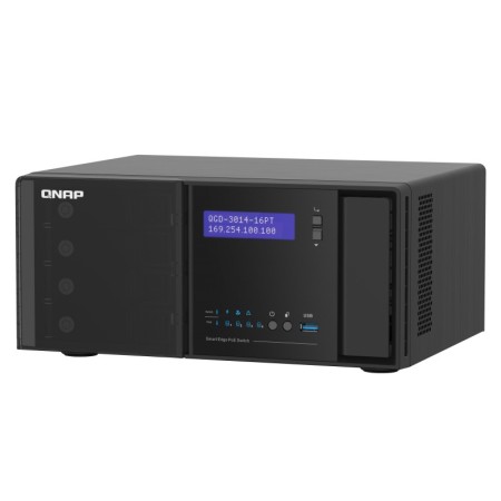 QNAP QGD-3014-16PT-8G łącza sieciowe Zarządzany Gigabit Ethernet (10/100/1000) Obsługa PoE Czarny