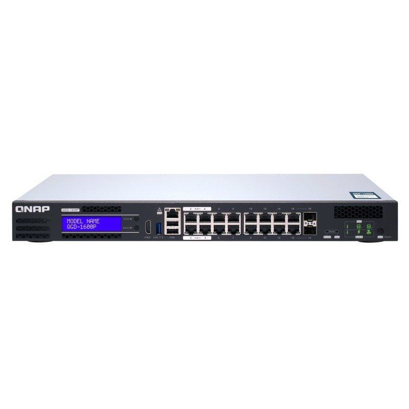 QNAP QGD-1600P Zarządzany Gigabit Ethernet (10/100/1000) Obsługa PoE 1U Czarny, Szary