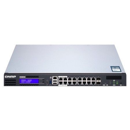 QNAP QGD-1600P Zarządzany Gigabit Ethernet (10/100/1000) Obsługa PoE 1U Czarny, Szary