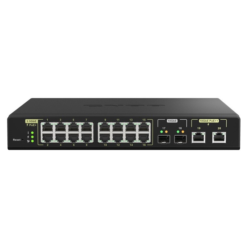 QNAP QSW-M2116P-2T2S łącza sieciowe Zarządzany L2 2.5G Ethernet Obsługa PoE Czarny